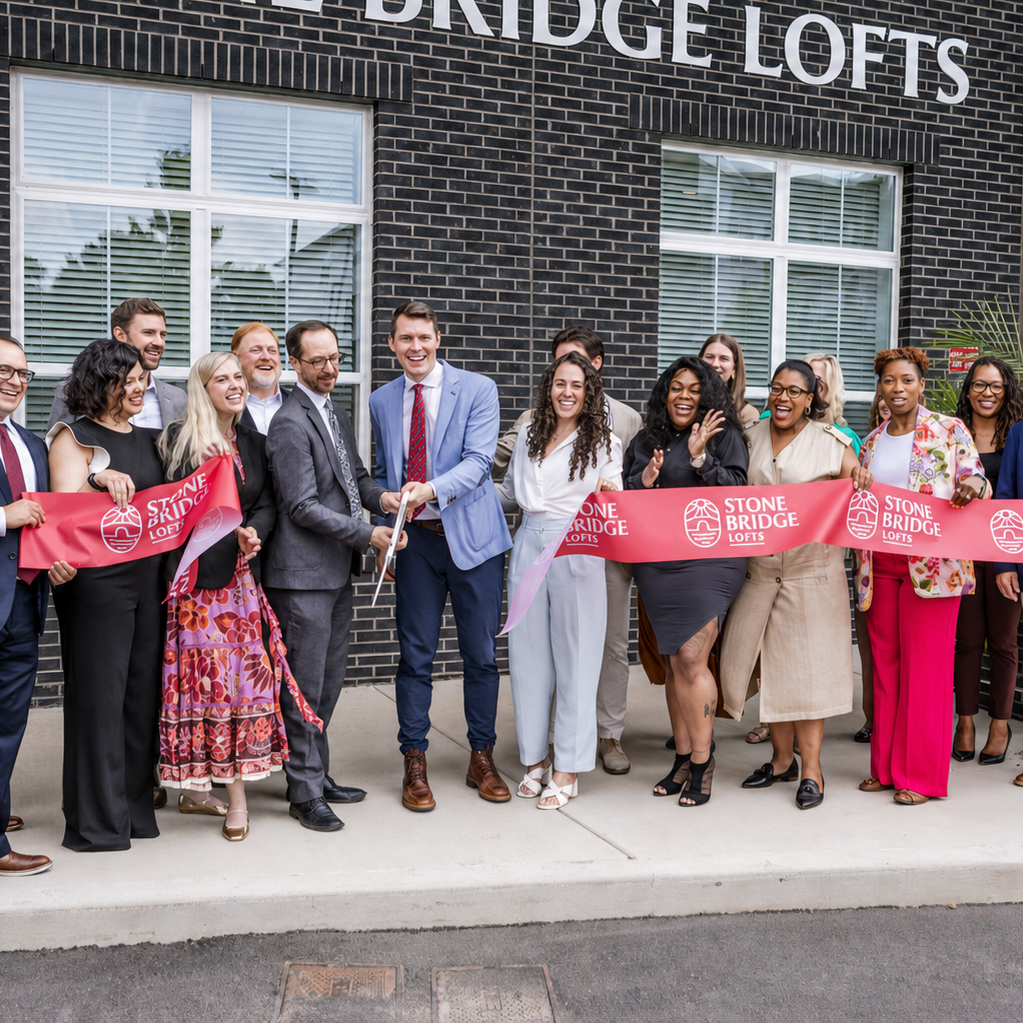 Ribbon cutting ceremony at Stone Bridge Lofts